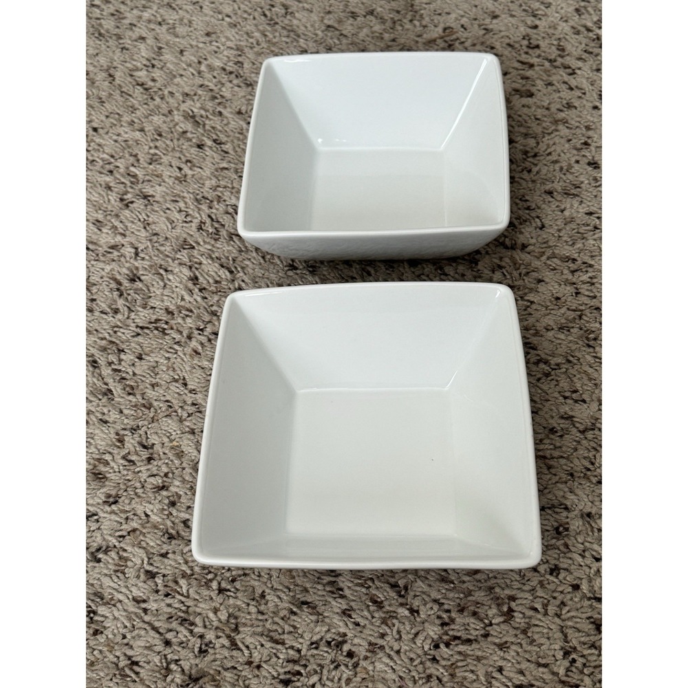 Canopy Square White Cereal Bowls HEAVY 6.25" Set Of 2 Set B